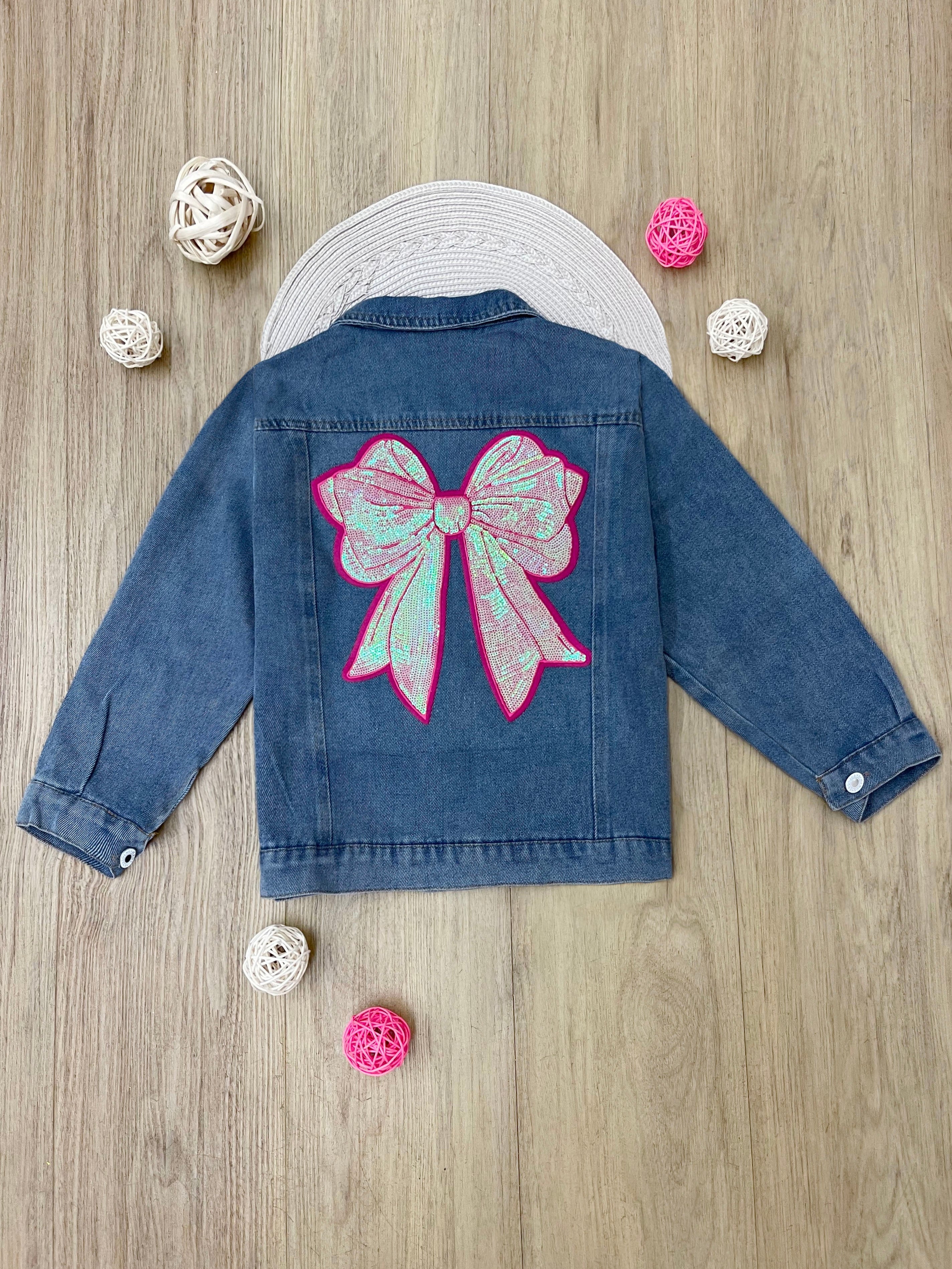 Ellaria Sequin Bow Denim Jacket