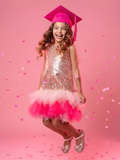 Rose Gold Sequin Tulle Party Dress