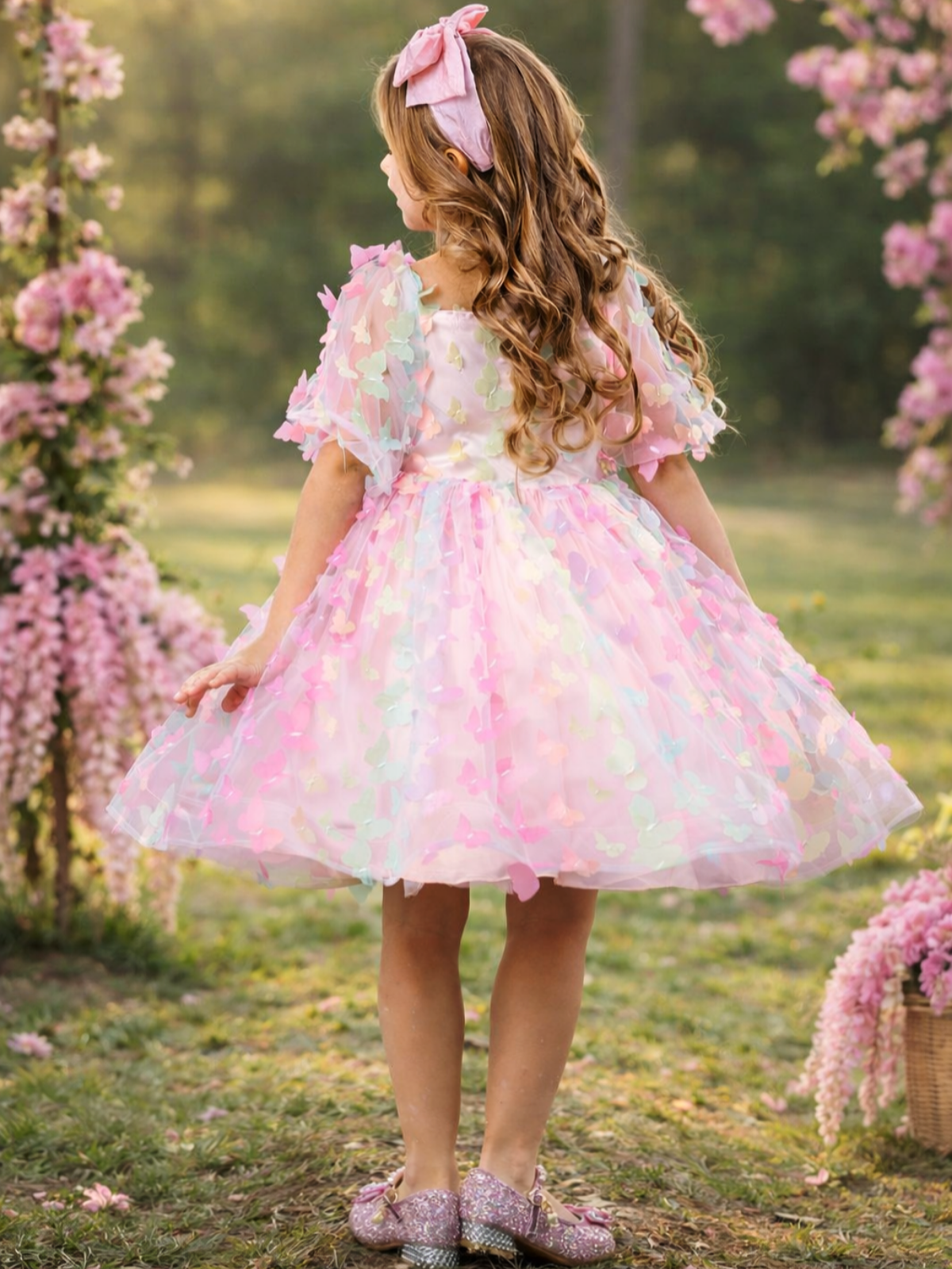 Butterfly Bliss 3D Applique Party Dress