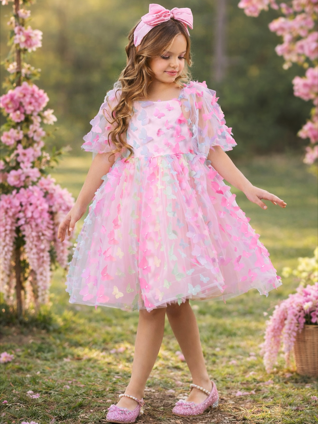 Butterfly Bliss 3D Applique Party Dress