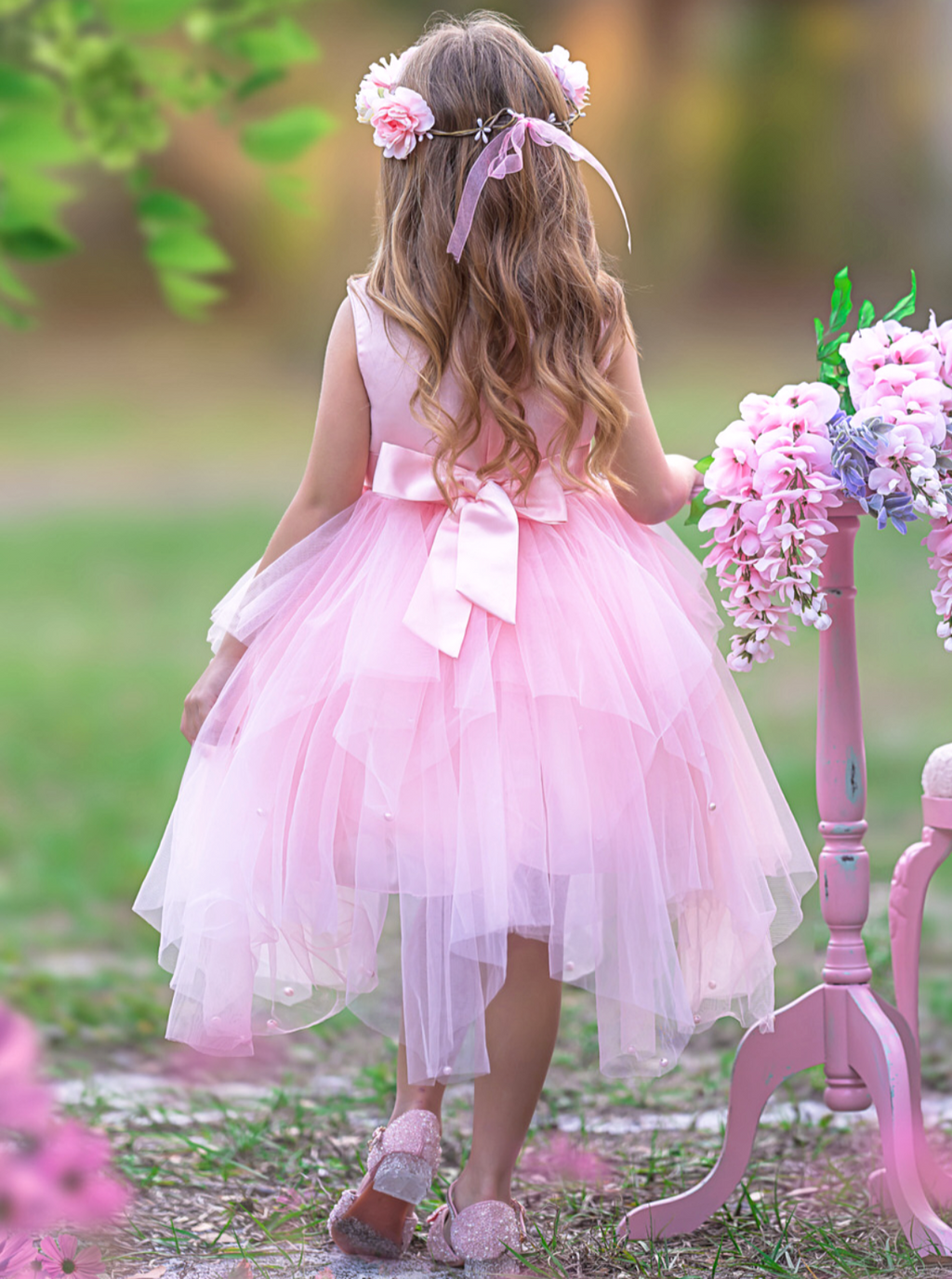 Sparkles and Twirls Pastel Pink Party Dress