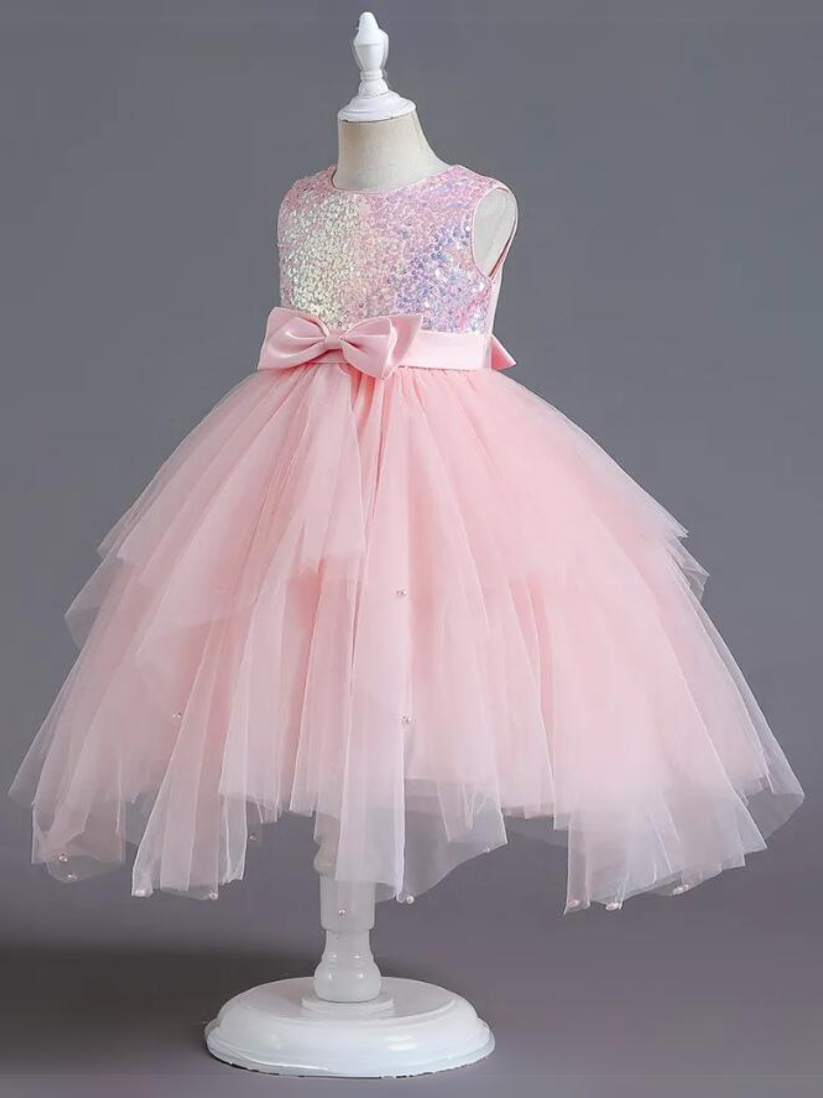 Sparkles and Twirls Pastel Pink Party Dress