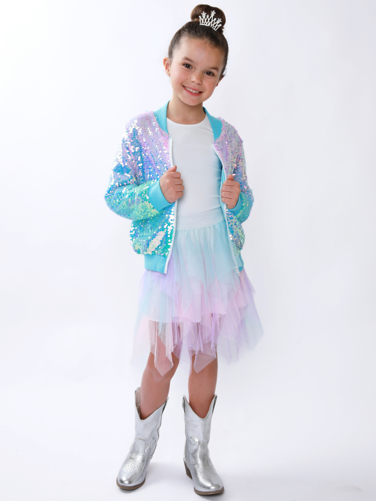 Sparkle Glow Sequin Bomber Jacket