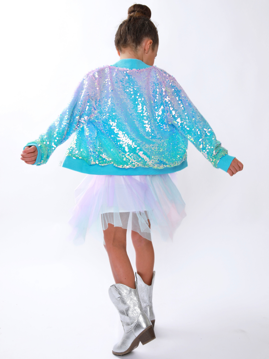 Sparkle Glow Sequin Bomber Jacket
