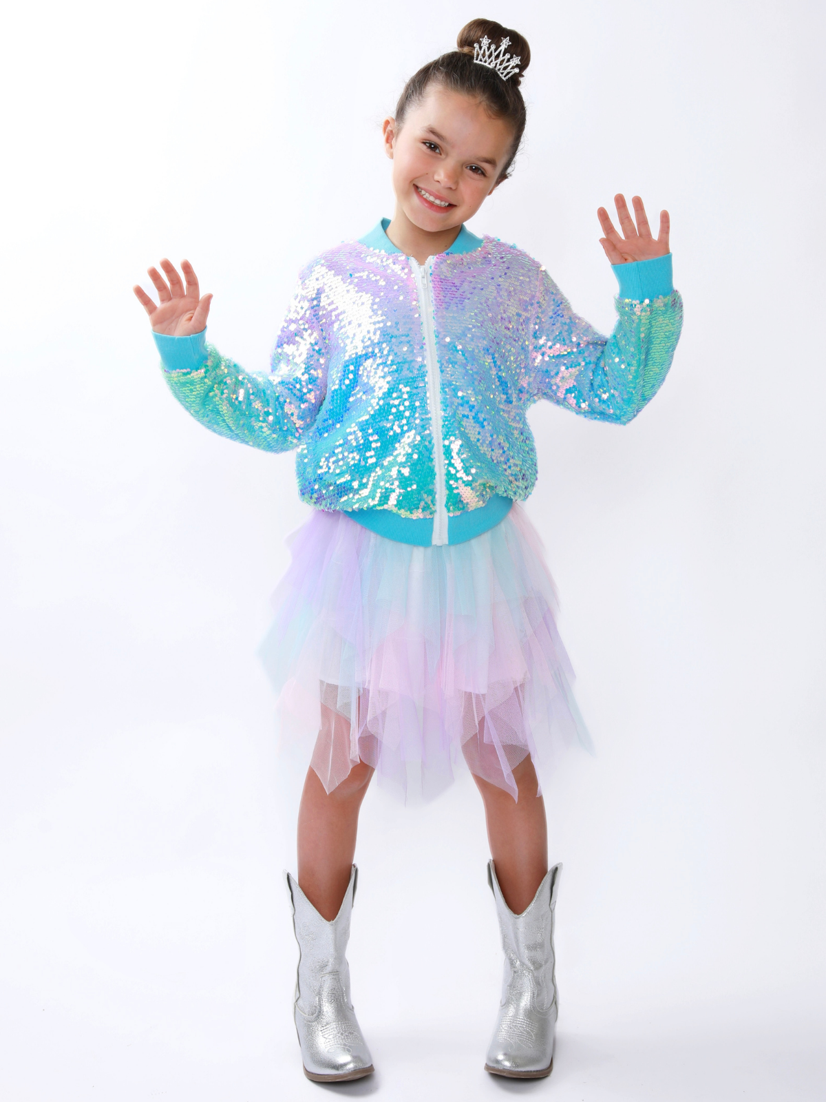 Sparkle Glow Sequin Bomber Jacket