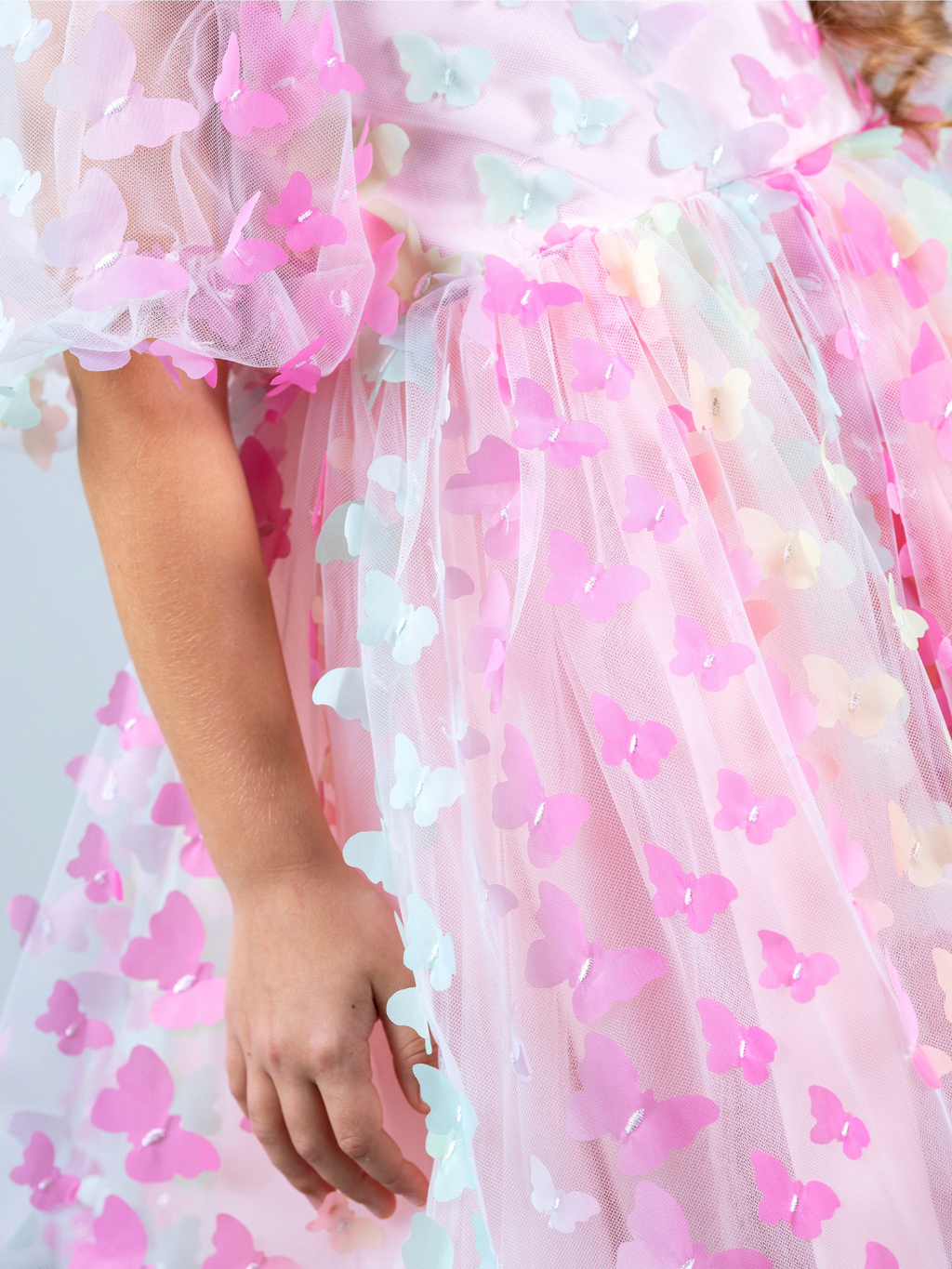 Butterfly Bliss 3D Applique Party Dress