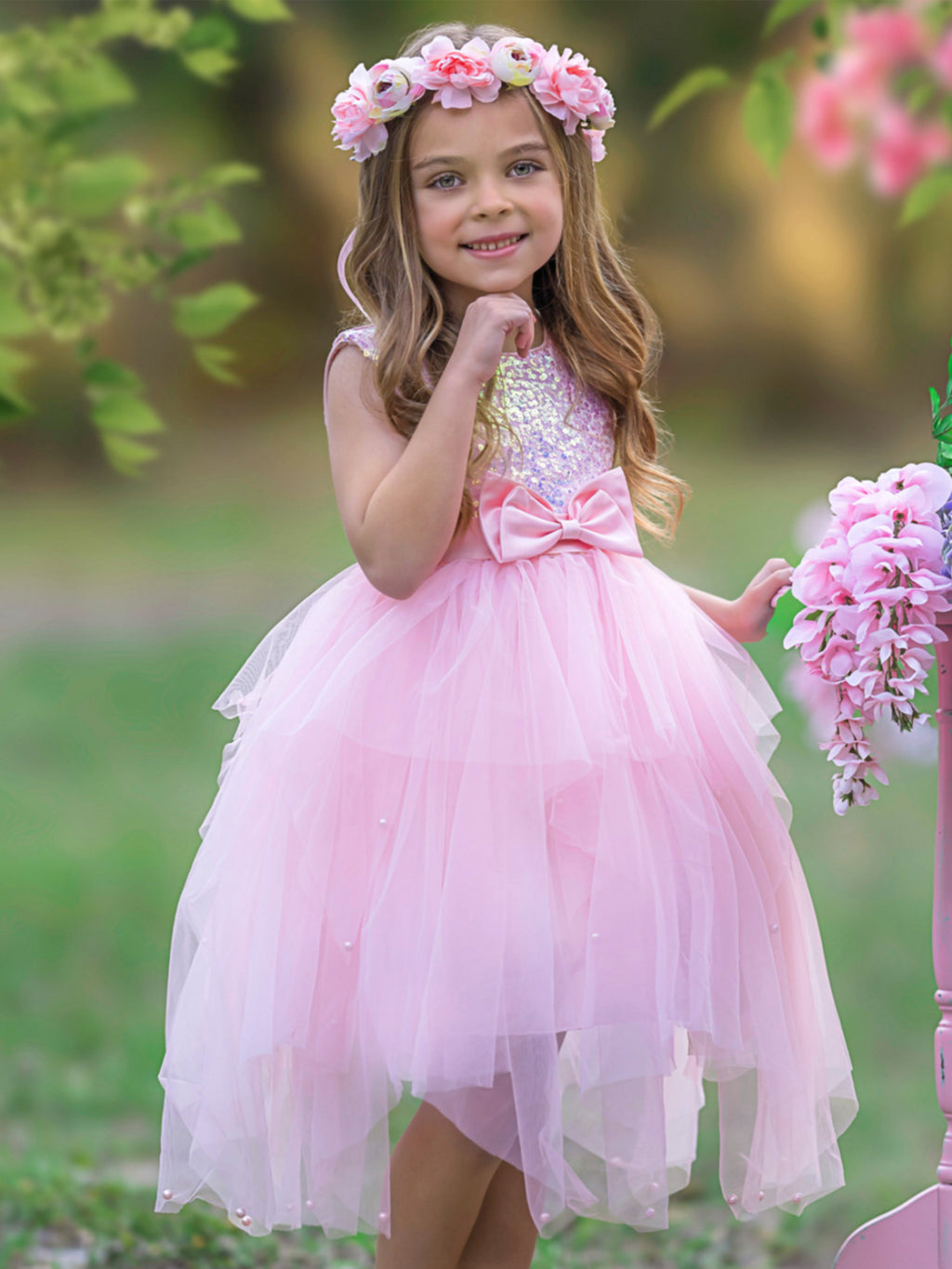 Sparkles and Twirls Pastel Pink Party Dress
