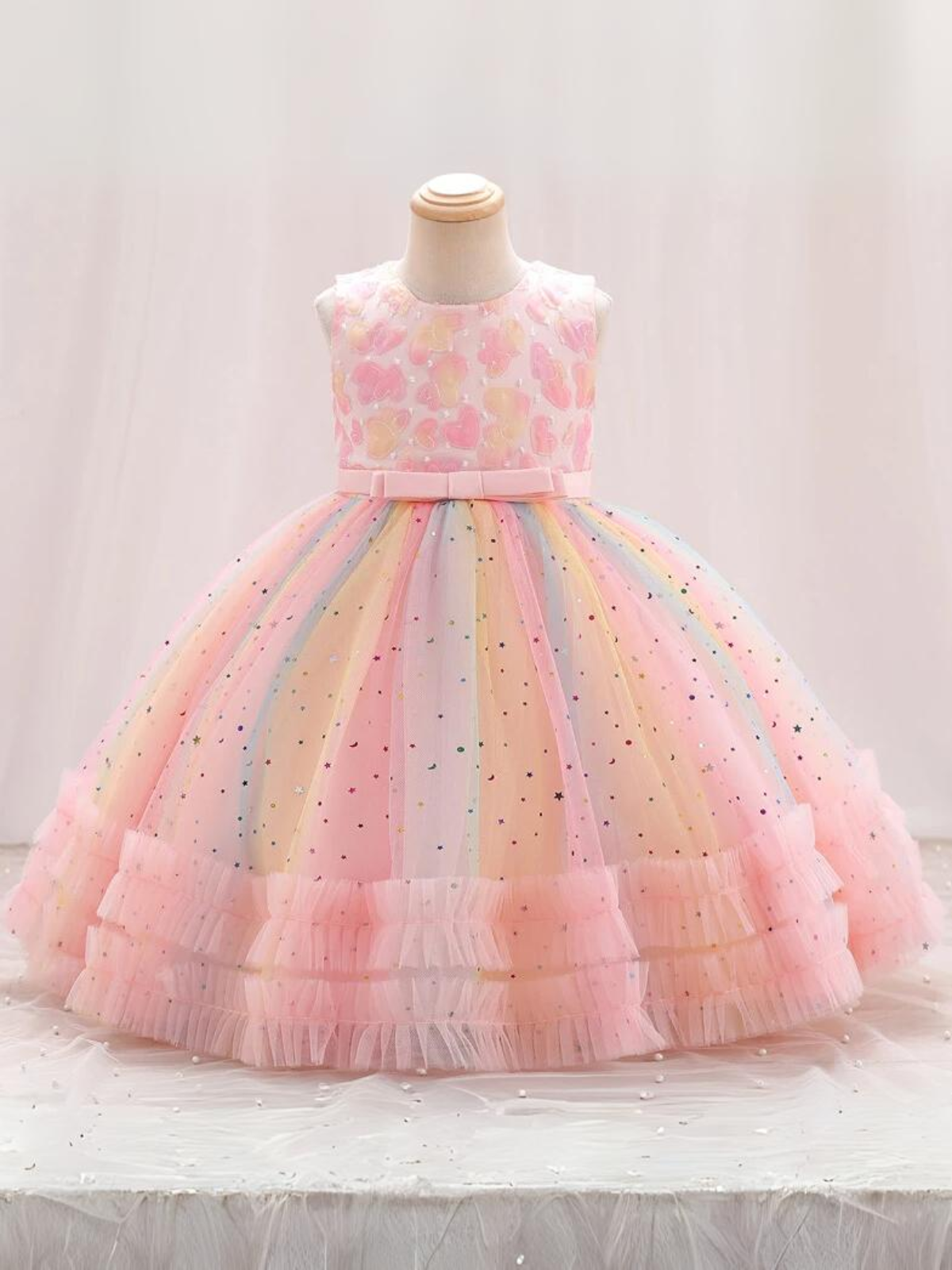 Twinkle and Twirl Sequined Rainbow Special Occasion Dress