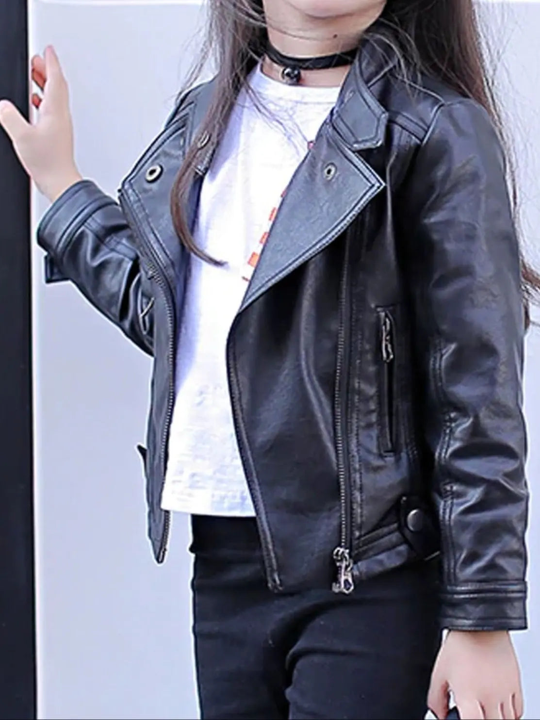 Girls Fall Synthetic Leather Jacket