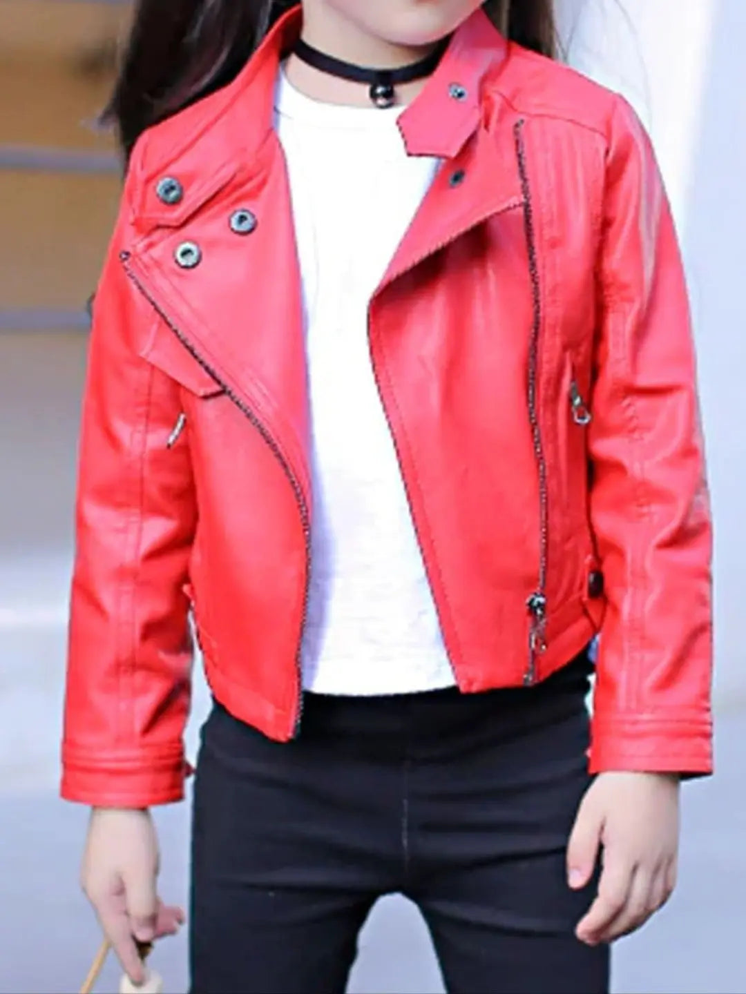 Girls Fall Synthetic Leather Jacket