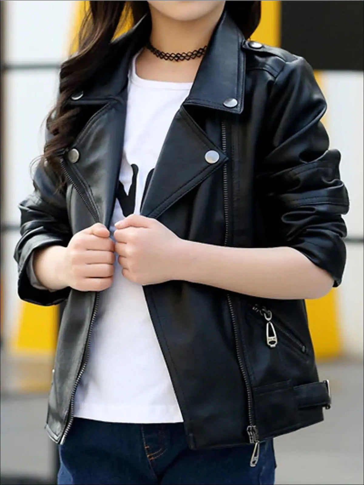 Girls Faux Leather Moto Jacket