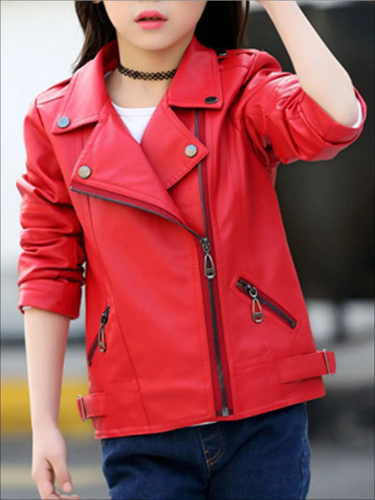 Girls Faux Leather Moto Jacket